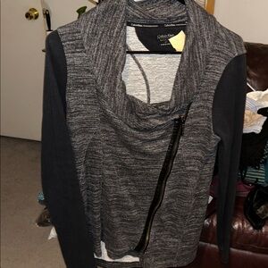 Calvin Klein Gray Cowl Neck Sweater with Zipper
